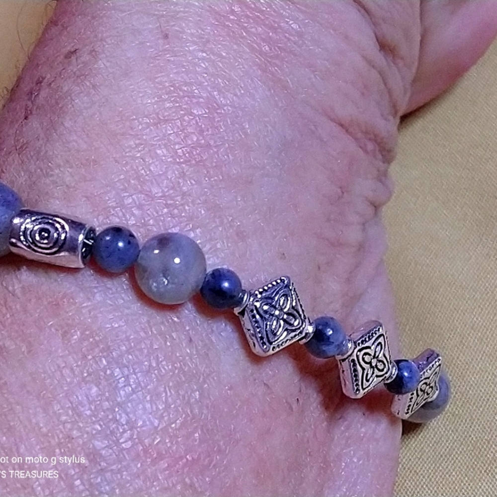 MESMERIZING LABRADORITE 99.9 STERLING SILVER LOBSTER CLAW CLASP 8,," INCHES LONG